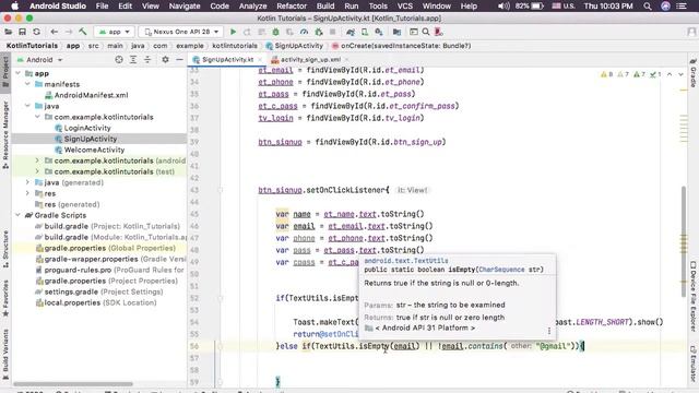 Sign Up form Validation in Android Studio Kotlin Tutorial 51 - Urdu/Hindi | Muhammad Waqas смотреть онлайн