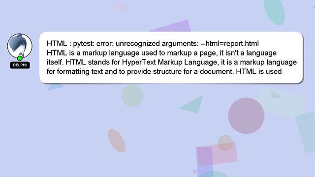 HTML : pytest: error: unrecognized arguments: --html=report.html смотреть онлайн