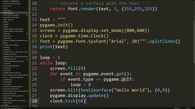How to put text in cycle on the screen with Python and Pygame смотреть онлайн