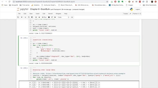 Chapter 8 : Bulk Insert and Scan | Elasticsearch in Python смотреть онлайн