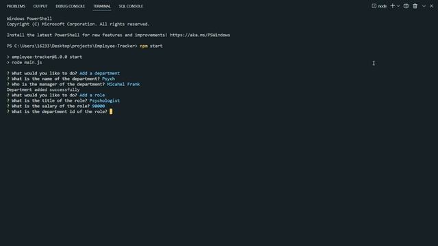 Employee Management NODE SQL смотреть онлайн