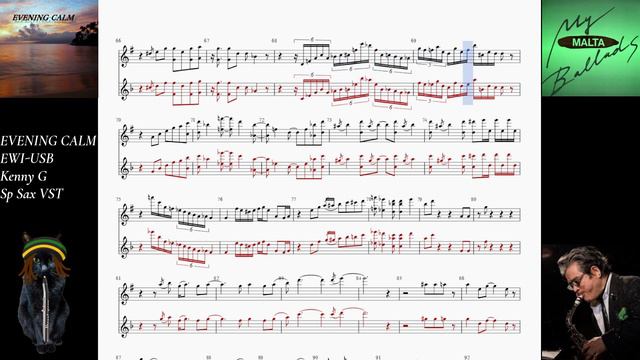 "EVENING CALM" sheet music by EWI-USB Kenny G-VST playing with MALTA смотреть онлайн