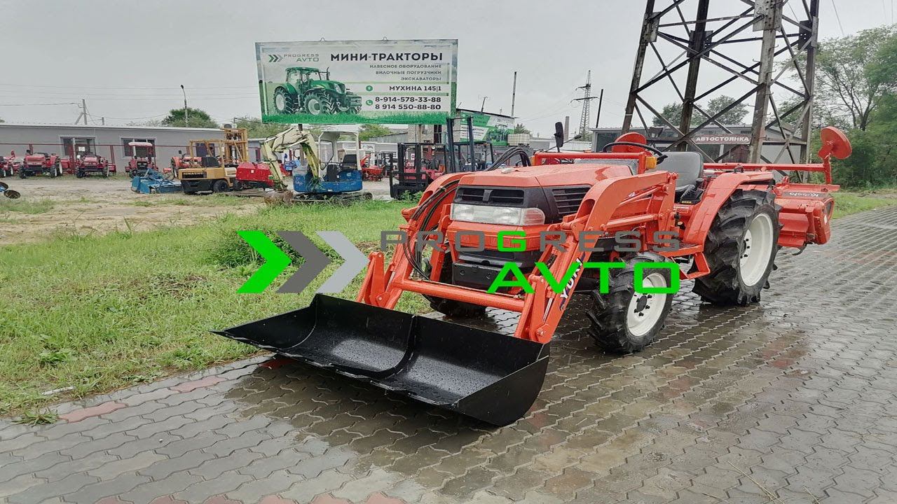Смотри минитрактор с куном! KUBOTA GL260 с погрузчиком и фрезой реверс гидроусилитель руля Якутск смотреть онлайн