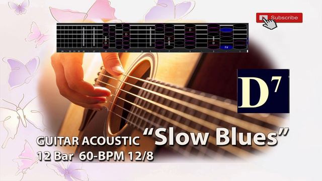 Guitar Acoustic Slow Blues in D Major Pentatonic 60 Bpm 12/8 Backing Track Jam смотреть онлайн