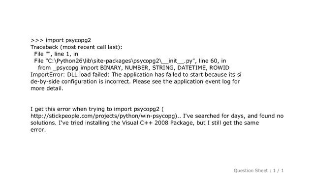 Django : ImportError: DLL Load Failed : - When Trying To Import Psycopg2 Library