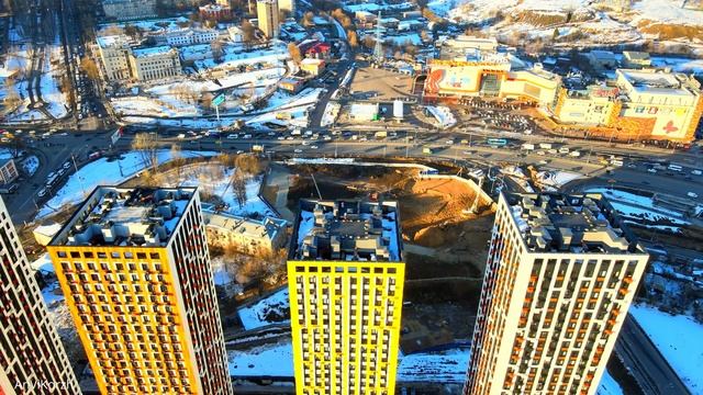 Красногорск, ЖК Тетрис, вторая очередь с высоты птичьего полёта, март 2022 г. смотреть онлайн