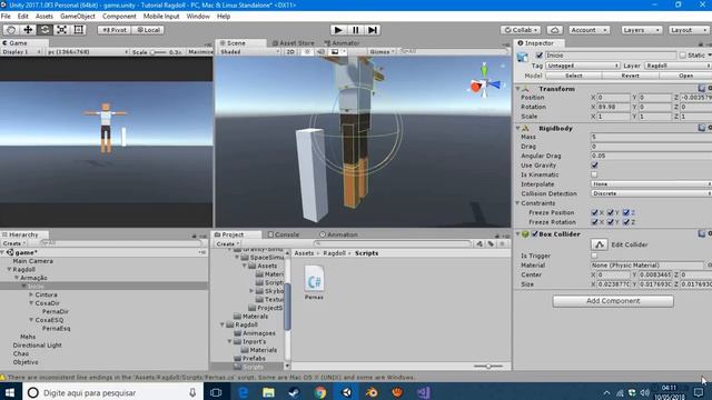 Unity Tutorial: Simple Ragdoll #3 (Movimento de Andar) смотреть онлайн