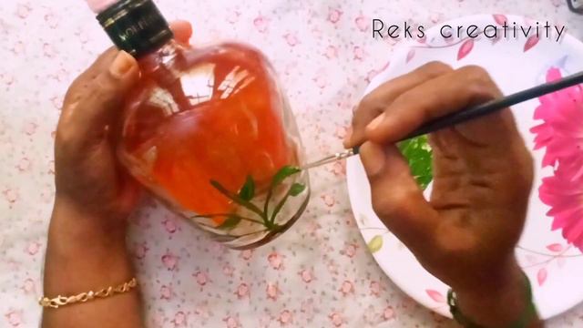 easy bottle art using buds | kids activities | lavender acrylic painting using buds смотреть онлайн