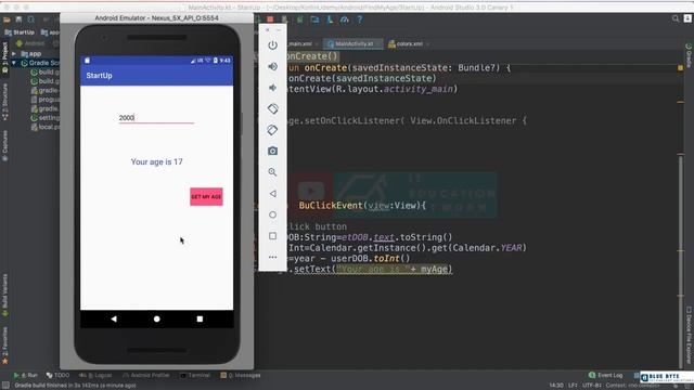 Kotlin android tutorial - 03 - Find my age Preview смотреть онлайн