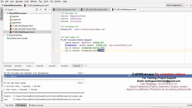 Robot Framework - API Testing - Write Test case - DELETE request смотреть онлайн
