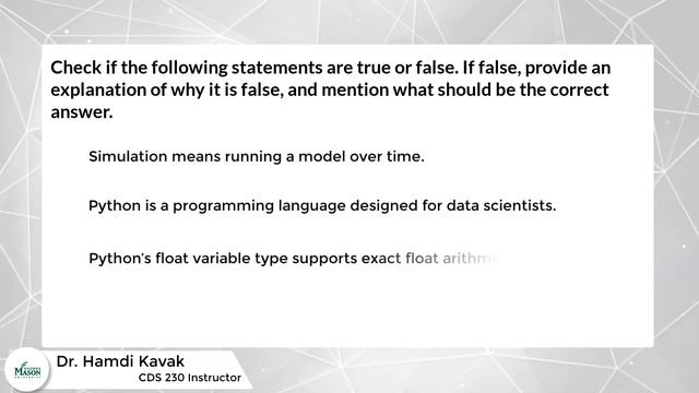 True/False questions about Modeling & Simulation and Python. смотреть онлайн