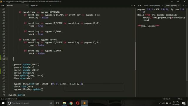 Adding Cactus and Ptera | Chrome Dino clone with python and pygame | PART 3 | #pyguru смотреть онлайн