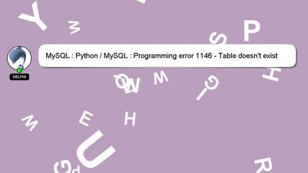 MySQL : Python / MySQL : Programming error 1146 - Table doesn't exist