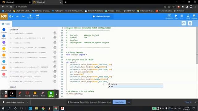 VEXcode VR Robotic Drawing Python смотреть онлайн
