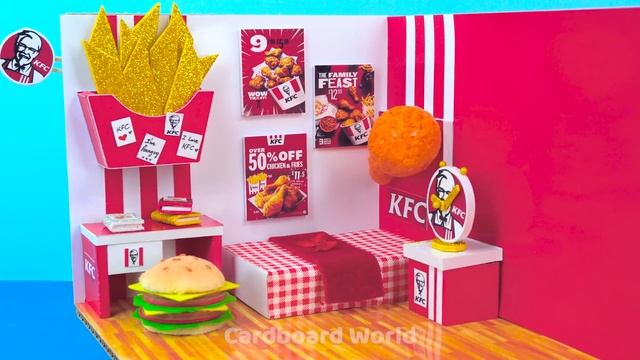 DIY How To Make Miniature KFC Shop with Bedroom from Cardboard ❤️ DIY Miniature Cardboard House #26 смотреть онлайн