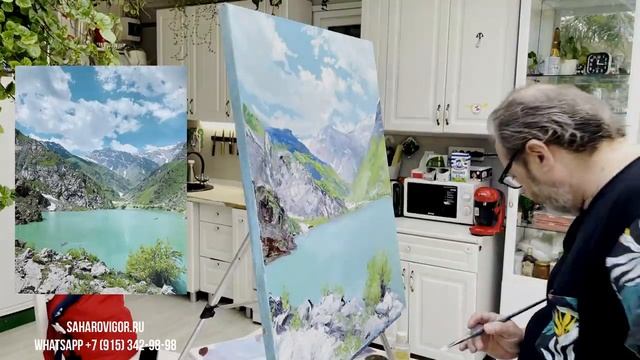 Игорь Сахаров Нефритовое озеро Живопись маслом.Igor Sakharov Jade lake Painting by oil смотреть онлайн