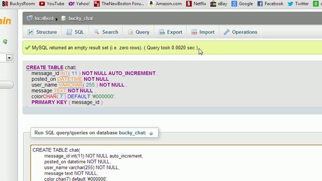 AJAX Chat Tutorial - 3 - Adding the Table to the Database смотреть онлайн