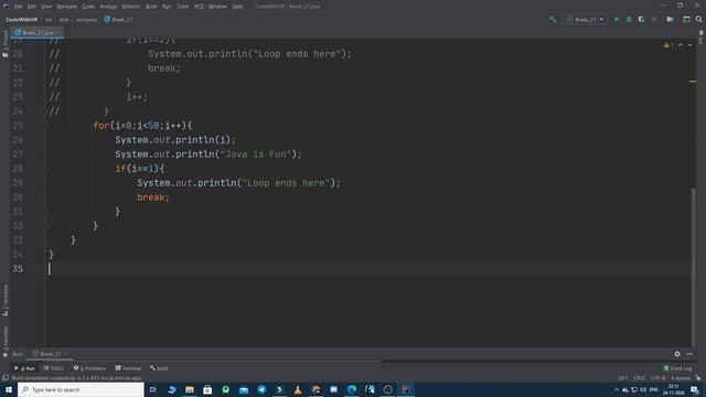The break and continue statements in Java. смотреть онлайн