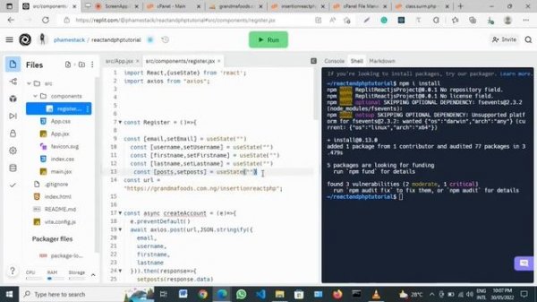 React and PHP part 4 - Inserting data into mysql database using react as frontend and php as backen