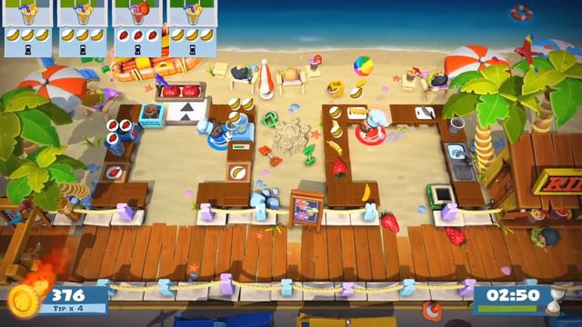 Overcooked 2! DLC Surf N Turf 1-1 Get 4 Stars