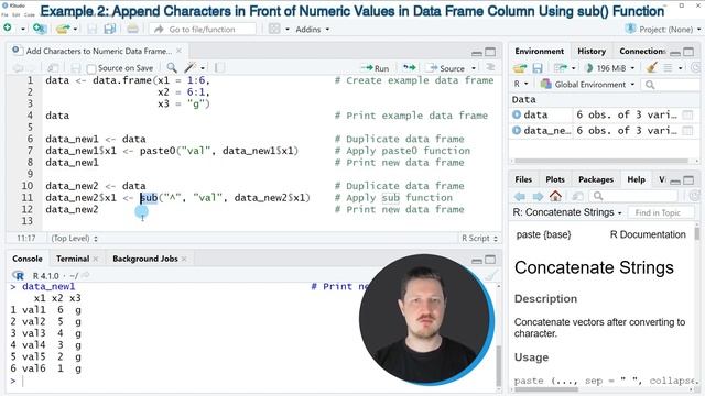 Add Characters to Numeric Data Frame Column in R (Example) | How to Apply paste0() & sub() Function смотреть онлайн