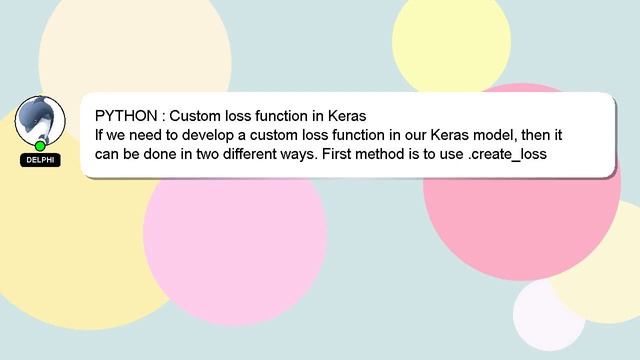PYTHON : Custom loss function in Keras смотреть онлайн