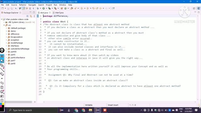 Difference Between Interface and Abstract Class in java in Hindi language with notes ... смотреть онлайн