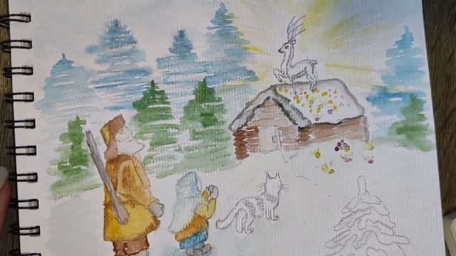 Как нарисовать героев сказки Серебряное копытце? Как нарисовать Кокованю, Дарёнку, Мурёнку и оленя? смотреть онлайн
