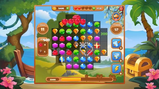 Сокровища Пиратов 57 уровень - 3 звезды смотреть онлайн