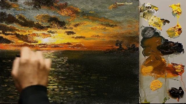 Sunset Seascape Oil Painting By Yasser Fayad
