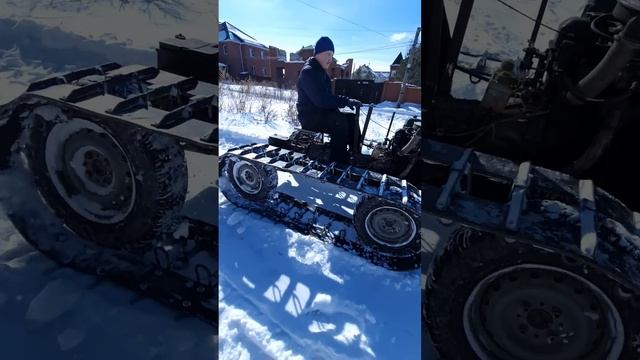 Испытания отвала на самодельном тракторе. #shorts смотреть онлайн