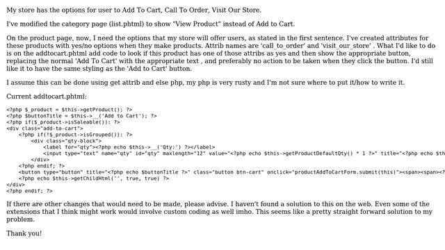 PHP else: statements in addtocart.phtml - Adding conditions to the Add To Cart button on product... смотреть онлайн