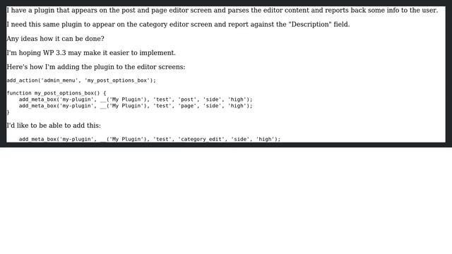 Wordpress: WP 3.3 makes it possible to add meta box to Category Editor Screen? смотреть онлайн