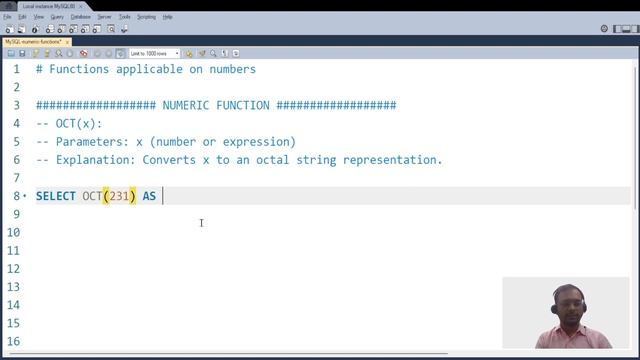MySQL Numeric functions 28 OCT for octal number смотреть онлайн