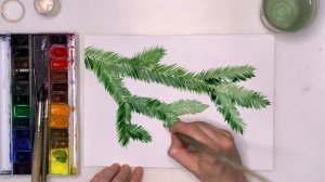 Рисуем ветку ёлки с шарами  Как нарисовать новогоднюю открытку поэтапно  Урок рисования для детей