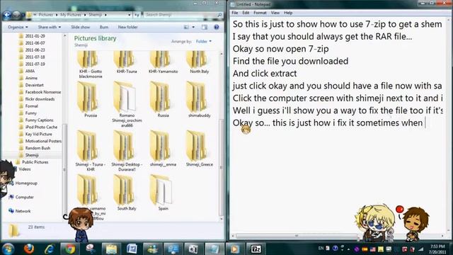 Using 7-Zip To Get Shimejis & How To Fix Them!