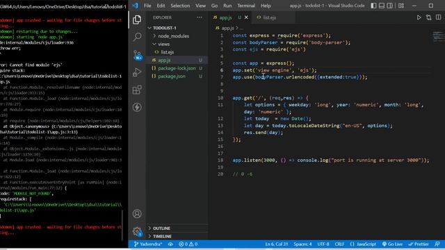 Learn Full concept of EJS using todoList || Todo list project using express.js node.js and ejs смотреть онлайн