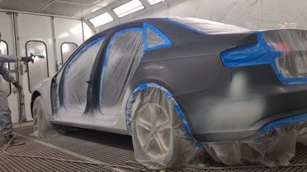 Покраска Audi a4.Грунт по мокрому. Материалы Wanda.AkzoNobel.