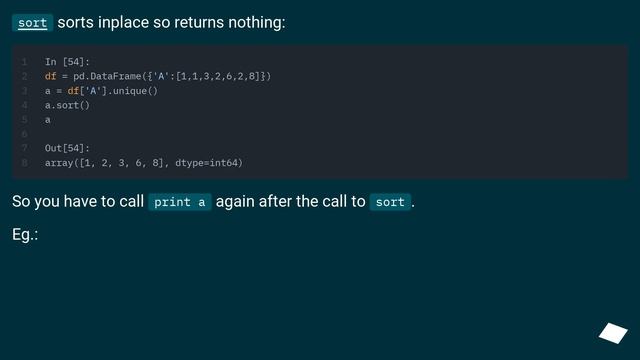 Find the unique values in a column and then sort them смотреть онлайн