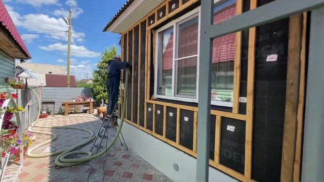 Эковата утепление вентилируемого фасада #мичуринск #липецк #эковата #утеплениедома #утеплениедома