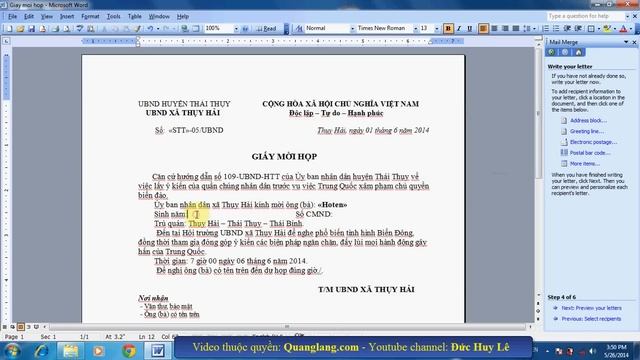Cách trộn thư, trộn văn bản trong Word 2003 смотреть онлайн