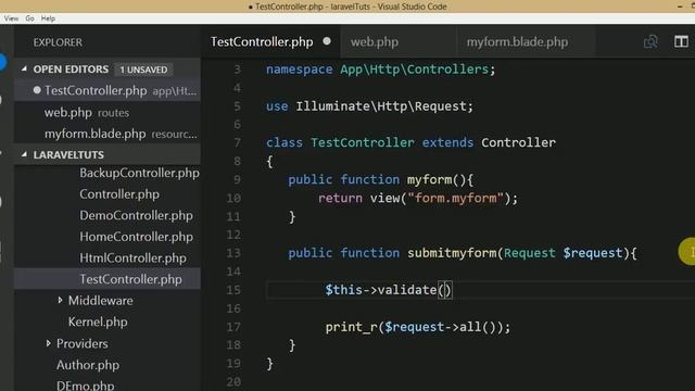 Laravel v5.4 Tutorial for beginners in hindi (Part#18) Request Validation using ValidatesRequest смотреть онлайн