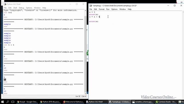 Python: Variables, creating and running external script, interactive Shell смотреть онлайн