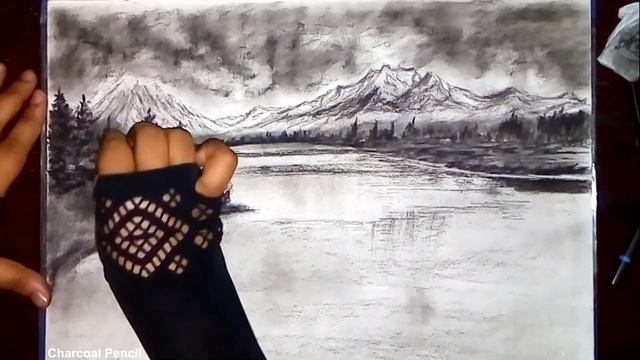 Charcoal Drawing For Beginners | Easy Charcoal drawing | Landscape With Charcoal смотреть онлайн