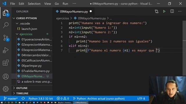 PYTHON Ejercicio 8.- Que numero es mayor de dos números[23]???? смотреть онлайн