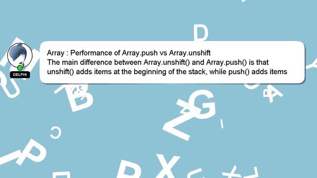 Array : Performance of Array.push vs Array.unshift смотреть онлайн
