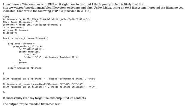 Stumped: PHP's fopen is failing on hex characters in 5.3.1/WIN (2 Solutions!!) смотреть онлайн