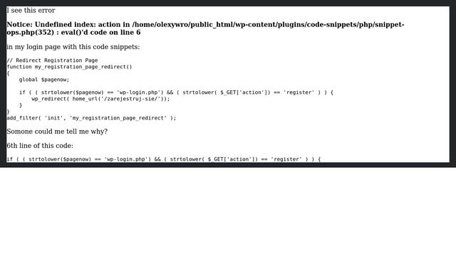 Wordpress: Undefined index: action with code-snippets to change register page смотреть онлайн