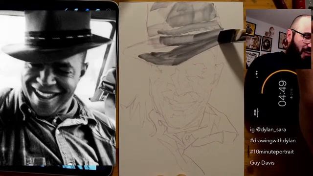 Guy Davis - 10 Minute Portrait - Livestream sketch- art challenge - day 24 смотреть онлайн