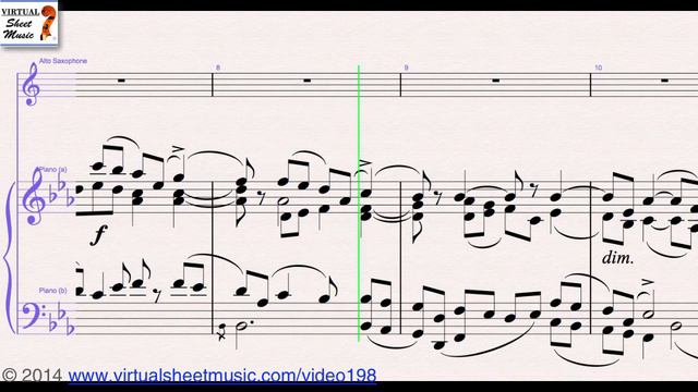 Glazunov Concerto Op. 109 sheet music for alto Sax and Piano - Video Score смотреть онлайн